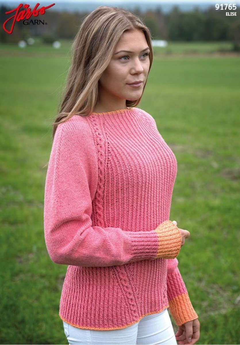 Bild på Stickmönster till jumper med flätor i Elise