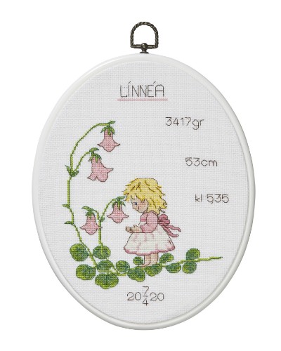 Bild på Barn med blommor i rosa toner - flexitavla