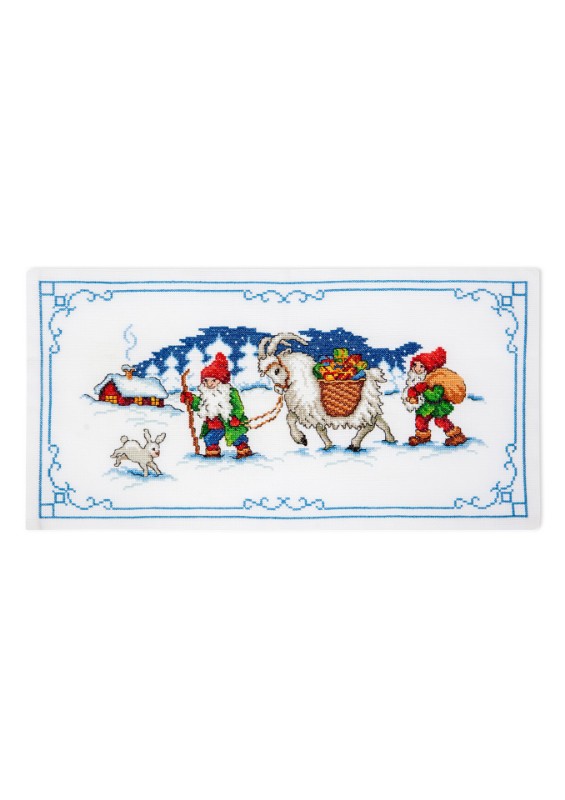 Bild på Tomtar och julbock - bonad