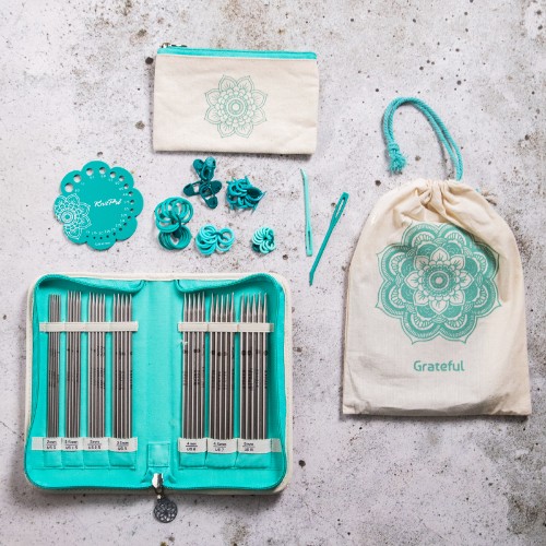 Bild på Mindful Grateful - set med strumpstickor (7 st, 15 cm) och tillbehör