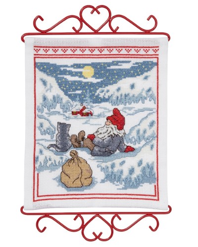 Bild på Tomte och katt i månsken - vepa
