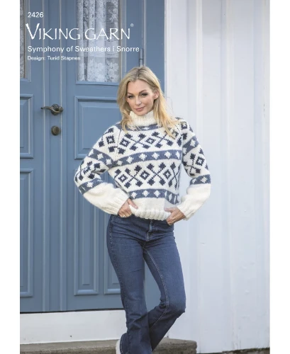 Bild på "Symphony of Sweater i Snorre" mönsterkatalog rån VikigGarn 2426