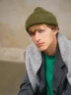 Bild på "CHARLIE BEANIE" stickad i en tråd Alpakka ull och en tråd Alpakka Fäljetråd. 2412-3