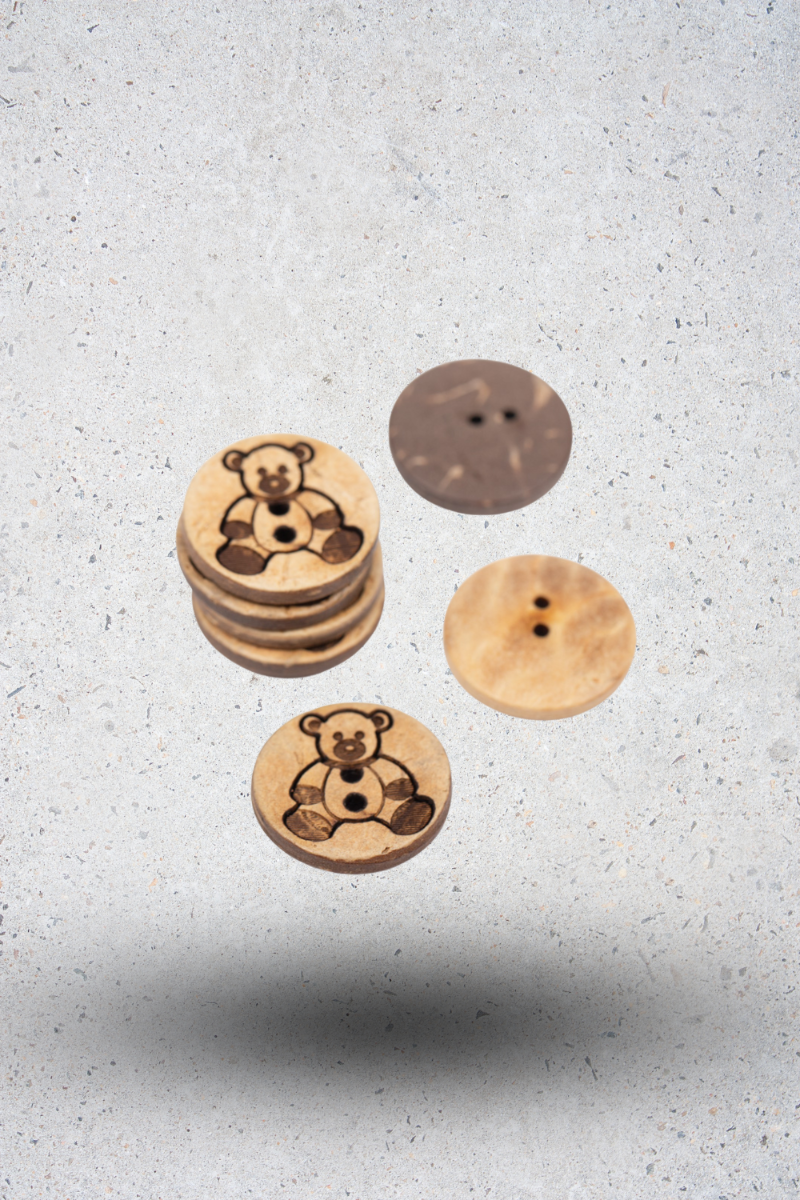 Bild på Knapp Teddybjörn kokosnöt 15mm