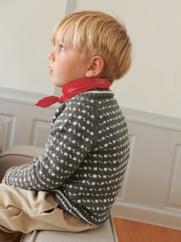 Bild på "ISLENDER GENSER BABY" stickad i Babyull Lanett 2512-3a