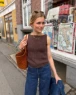 Bild på "Bea Top" stickad i dubbel tråd Tynn Line mönster från PetiteKnit